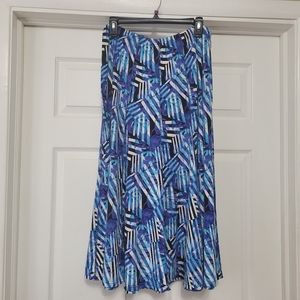 NWOT SZ (2X) BLUE/BLACK PRINTED FLARED SKIRT